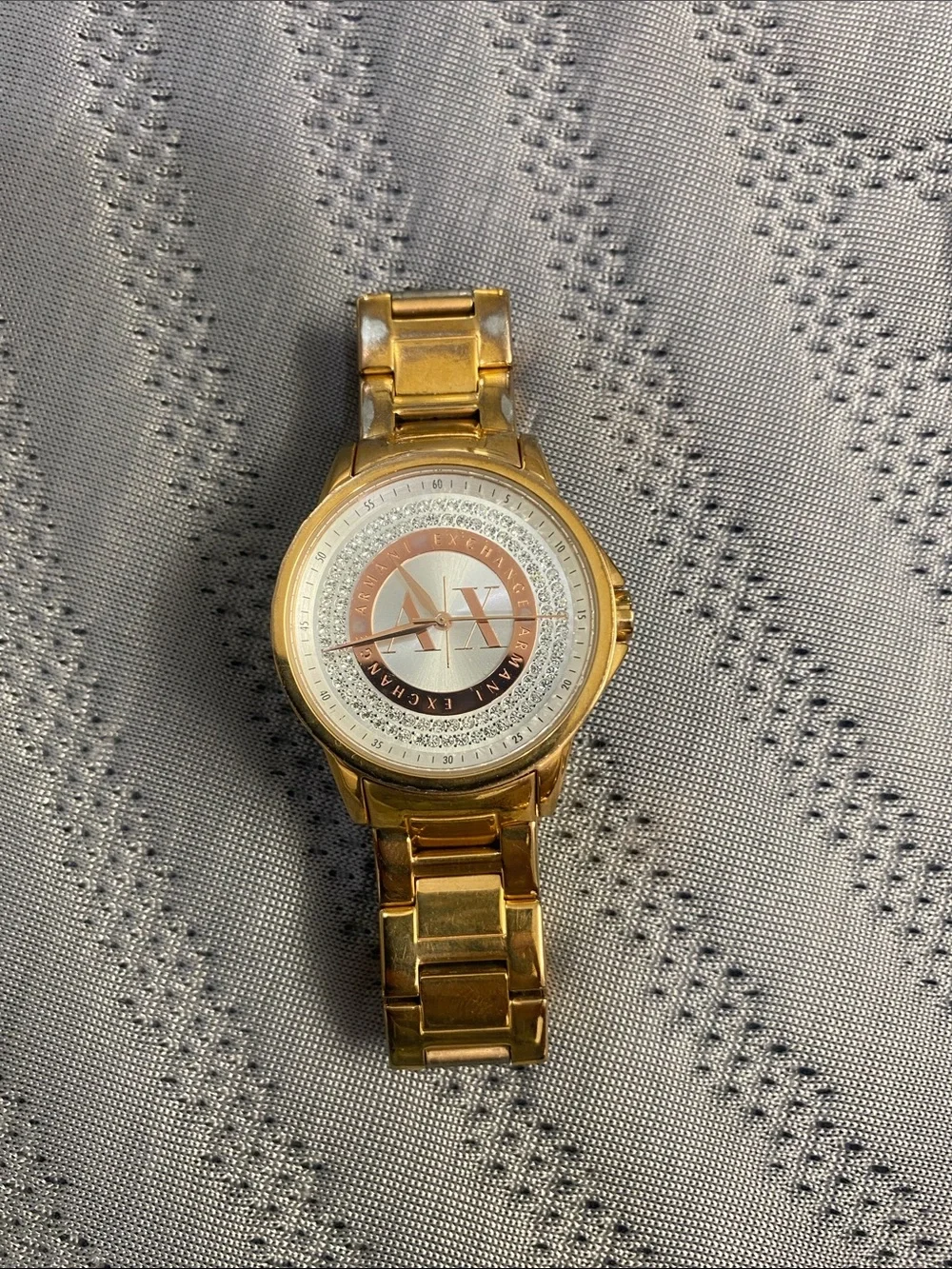 Armani Exchange Gold Tone Bracelet Watch with White Dial
